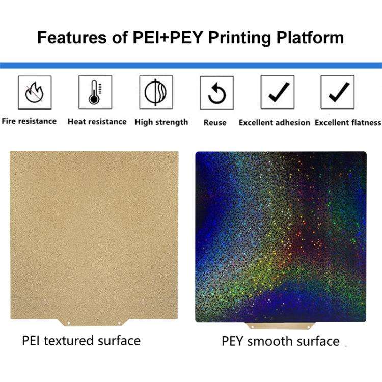 PEI Coating Smooth Starry PET Film Double-Sided 3D Printing Build Plate, Size:377x370mm
