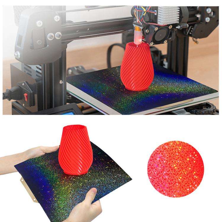 PEI Coating Smooth Starry PET Film Double-Sided 3D Printing Build Plate, Size:377x370mm