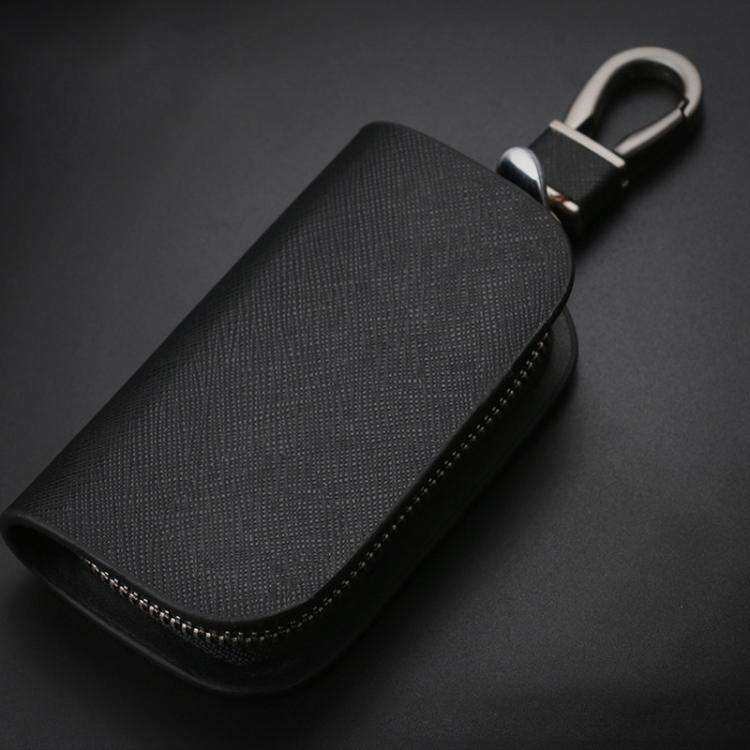 Universal Car Key Case Car Key Cowhide Leather Protective Cover(Black)