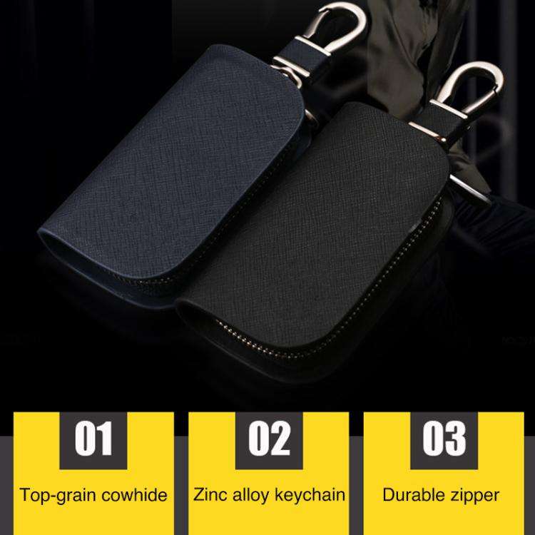 Universal Car Key Case Car Key Cowhide Leather Protective Cover(Red)