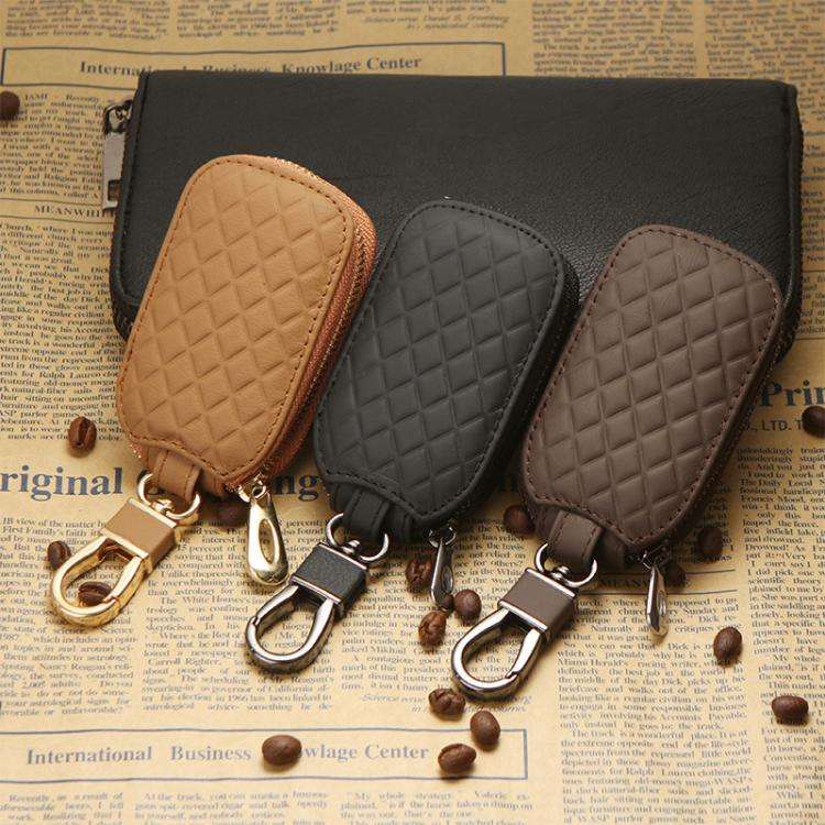 Microfiber Leather Universal Car Key Case Protective Cover(Coffee)