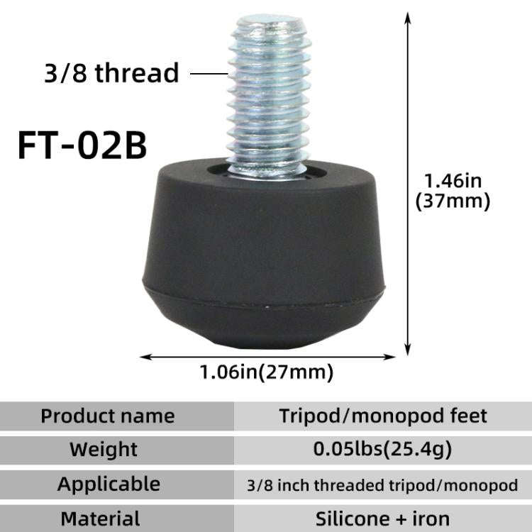 BEXIN FT-02B 3/8 Screw Rubber Feet Pads Tripod Anti-Slip Foot Pad(Black)