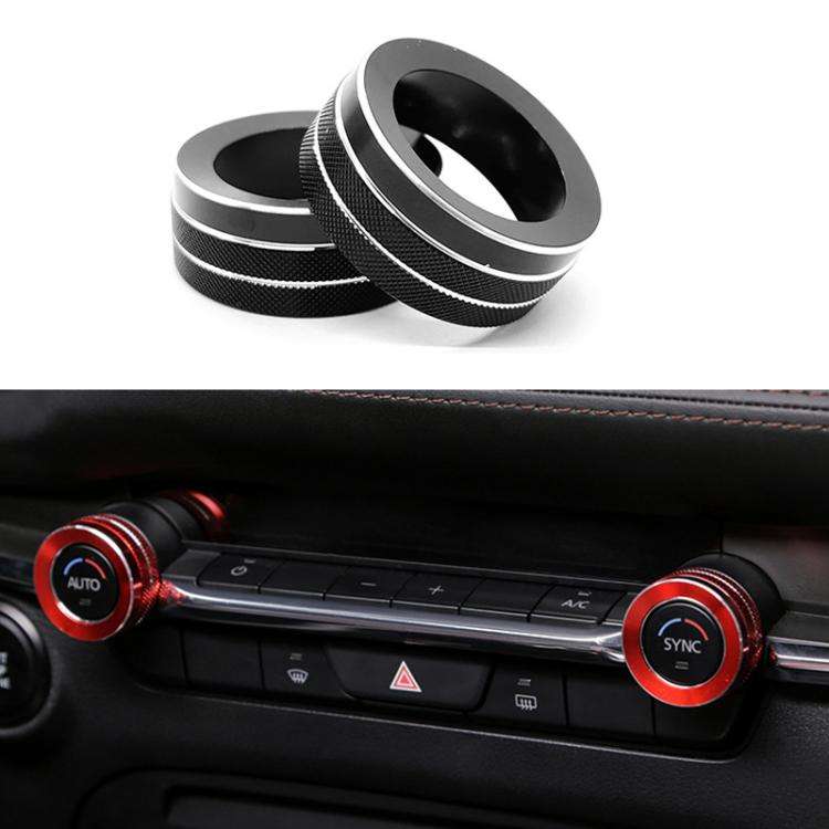 For Mazda Axela CX-30 2020-2022 2pcs Multimedia / Central Control Knob Metal Decorative Ring(Black)