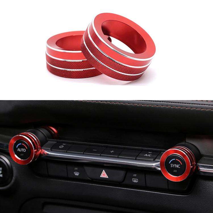 For Mazda Axela CX-30 2020-2022 2pcs Multimedia / Central Control Knob Metal Decorative Ring(Red)