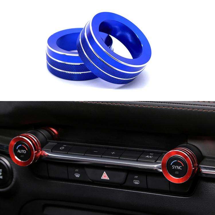 For Mazda Axela CX-30 2020-2022 2pcs Multimedia / Central Control Knob Metal Decorative Ring(Blue)