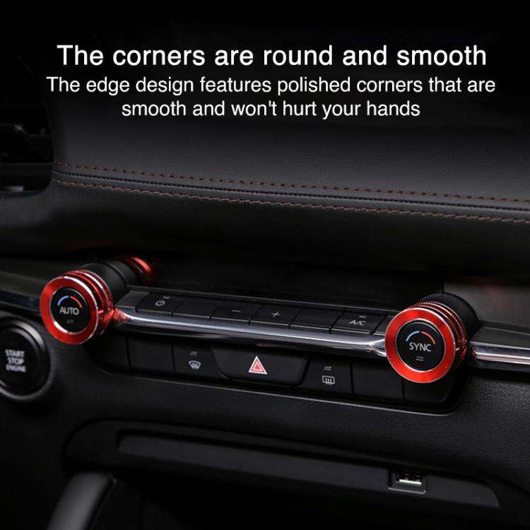 For Mazda Axela CX-30 2020-2022 2pcs Multimedia / Central Control Knob Metal Decorative Ring(Black)