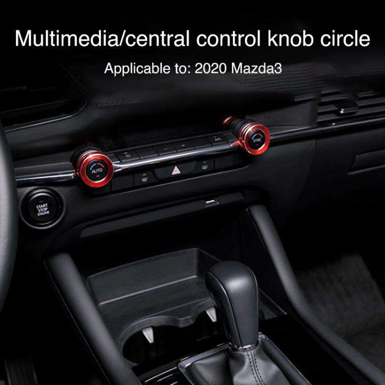 For Mazda Axela CX-30 2020-2022 2pcs Multimedia / Central Control Knob Metal Decorative Ring(Blue)