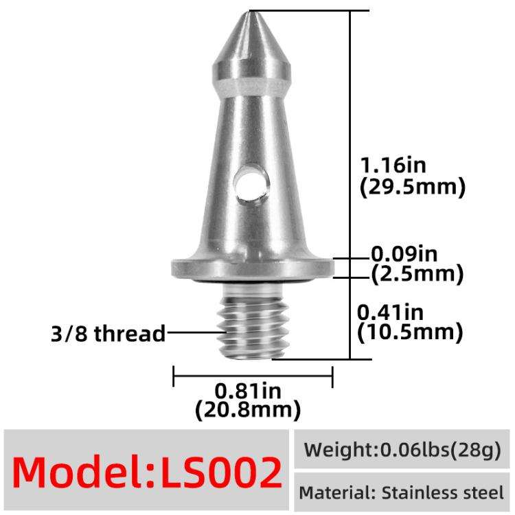 BEXIN LS002 Stainless Steel Tripod Spikes with 3/8 Screw for DSLR Tripods and Monopods(Steel Color)