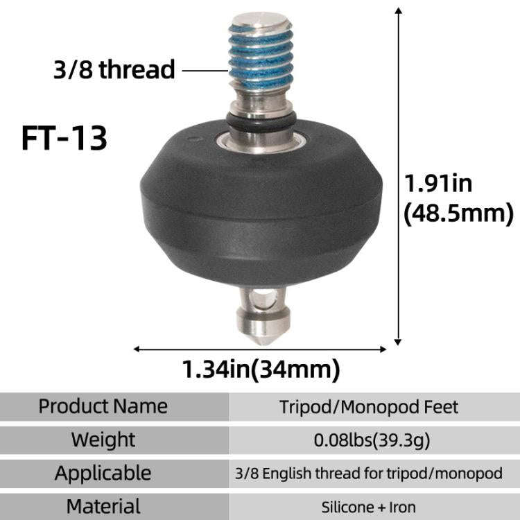 BEXIN FT-13 3/8 Screw Rubber Feet Pads Tripod Anti-Slip Foot Pad(Black)