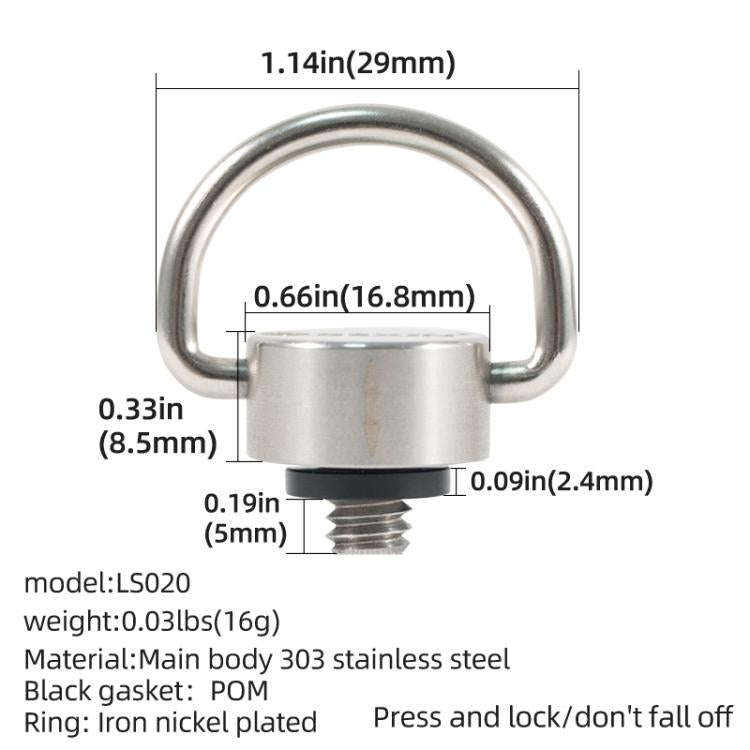 BEXIN LS020 Quick Release Plate Screws 1/4 inch C-Ring Adapter Mount Screws(Steel Color)