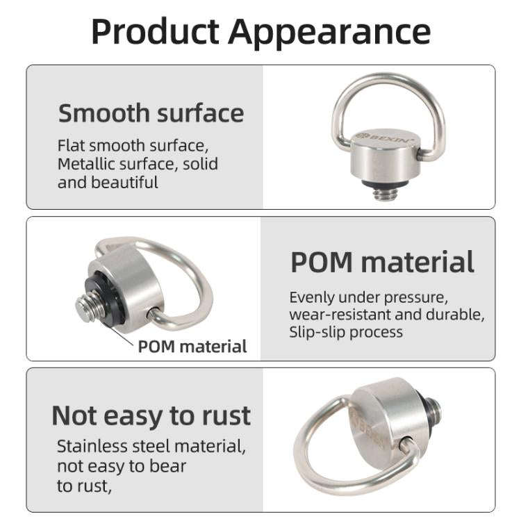 BEXIN LS020 Quick Release Plate Screws 1/4 inch C-Ring Adapter Mount Screws(Steel Color)