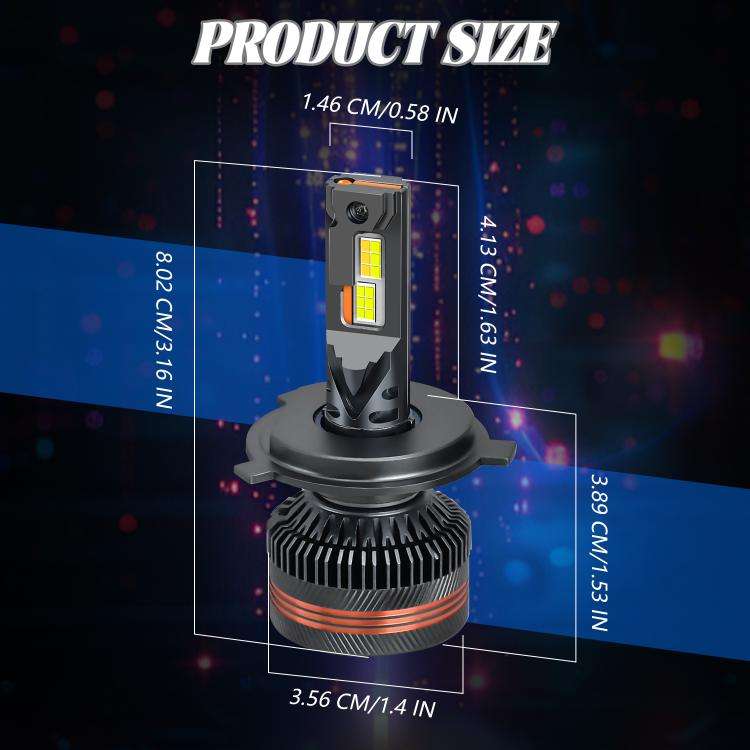 H4 2pcs/Pack 60W 8000LM 6000K Three Color Remote Control Car LED Headlight Bulb