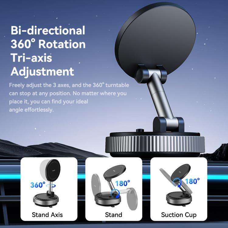 ROCK Q16 RPH1016 Car Electric Vacuum Suction Cup Magnetic Phone Holder(Black)