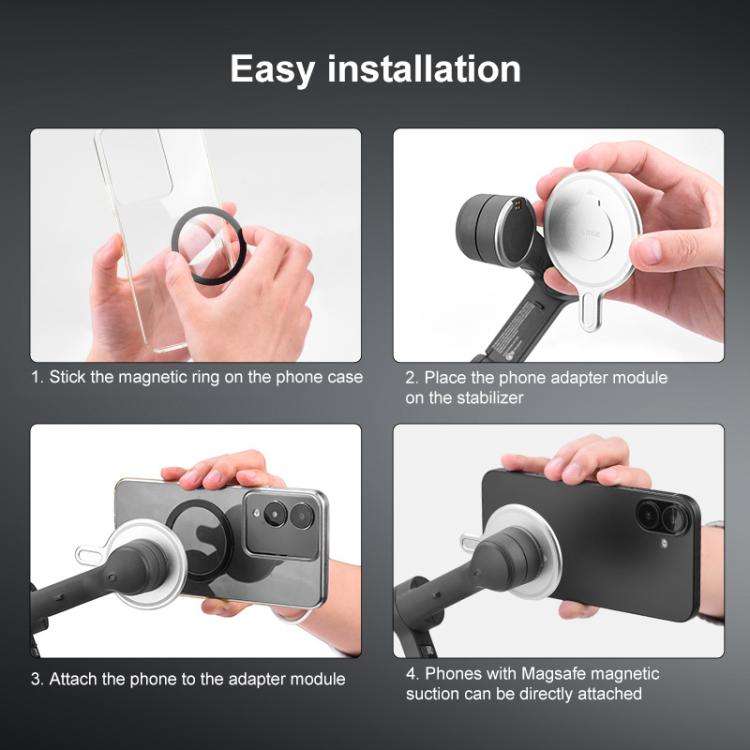 Magnetic MagSafe Adapter Phone Holder For DJI Osmo Mobile 6 / 7 / 7P(Silver)