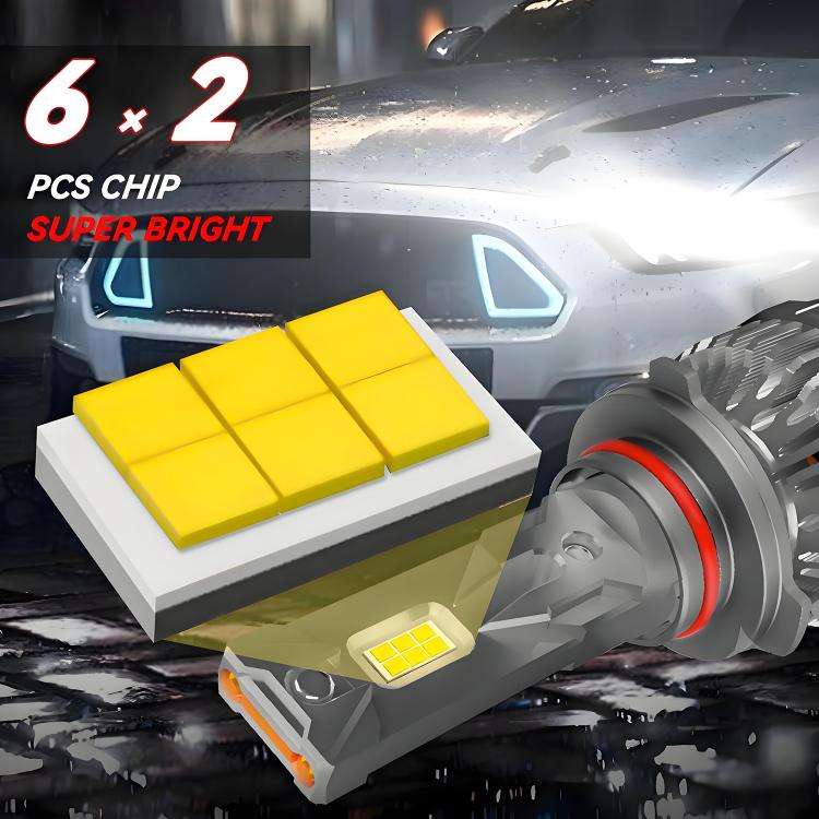 9005 2pcs/Pack 50W 6000LM 6000K Car Double Copper Tube LED Headlight Bulb(Gun Color)