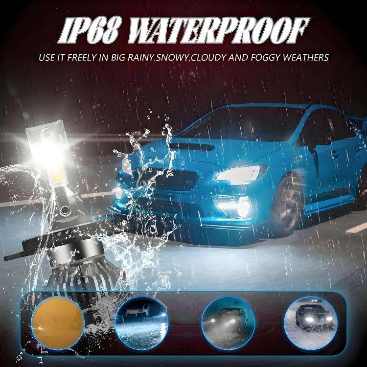 H4 2pcs/Pack 50W 6000LM 6000K Car Double Copper Tube LED Headlight Bulb(Gun Color)