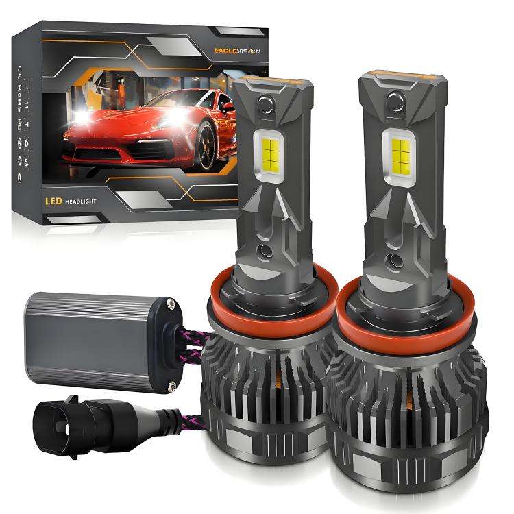 H11 2pcs/Pack 50W 6000LM 6000K Car Double Copper Tube LED Headlight Bulb(Gun Color)