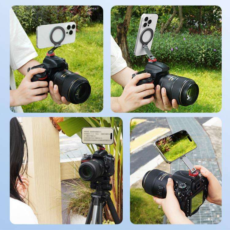 Flymile Magnetic Phone Tripod Mount MagSafe Adapter Phone Holder, Style:Folding Cold Shoe Mount