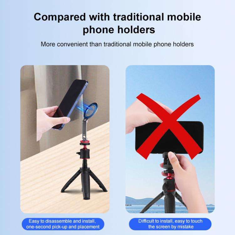 Flymile Magnetic Phone Tripod Mount MagSafe Adapter Phone Holder, Style:Folding Cold Shoe Mount