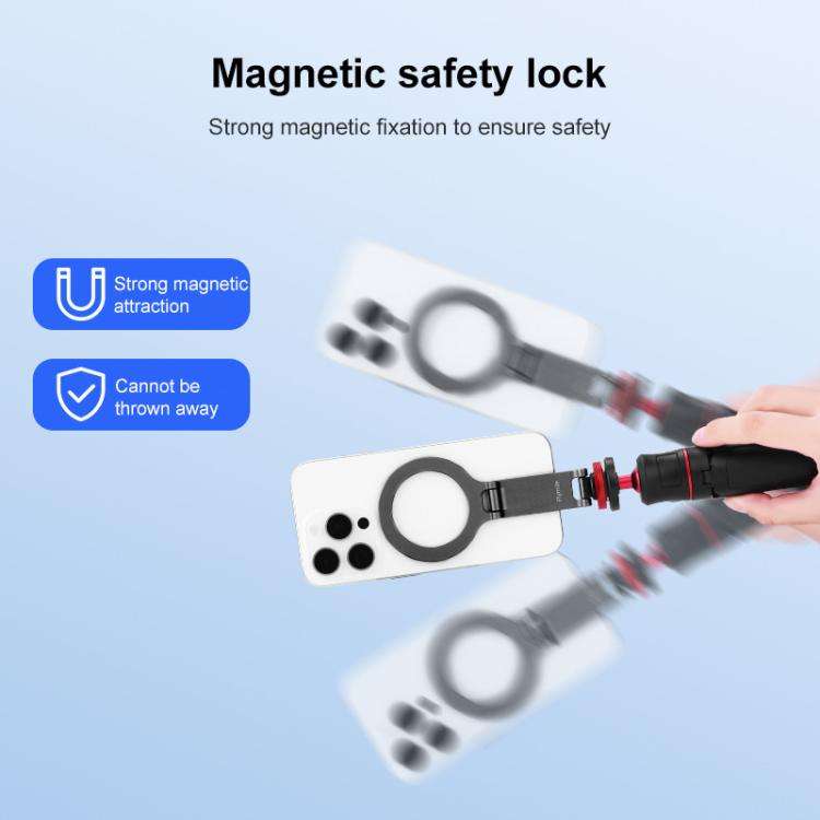 Flymile Magnetic Phone Tripod Mount MagSafe Adapter Phone Holder, Style:Folding Cold Shoe Mount