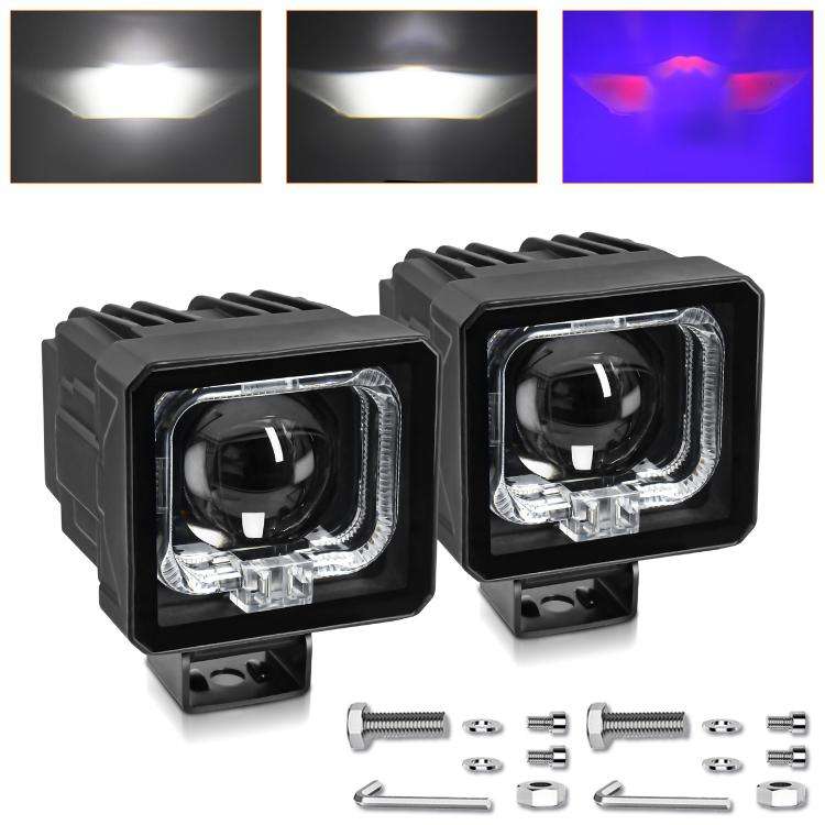 2pcs/Pack 35W 3600LM 6500K Car Square HD Large Lens Spotlight Work Light(Black)