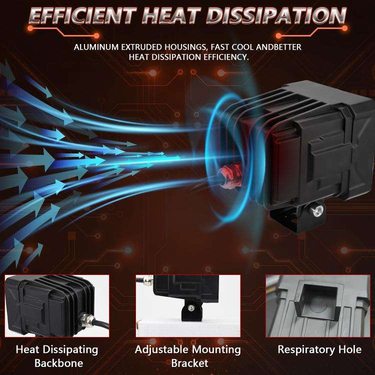 2pcs/Pack 35W 3600LM 6500K Car Square HD Large Lens Spotlight Work Light(Black)