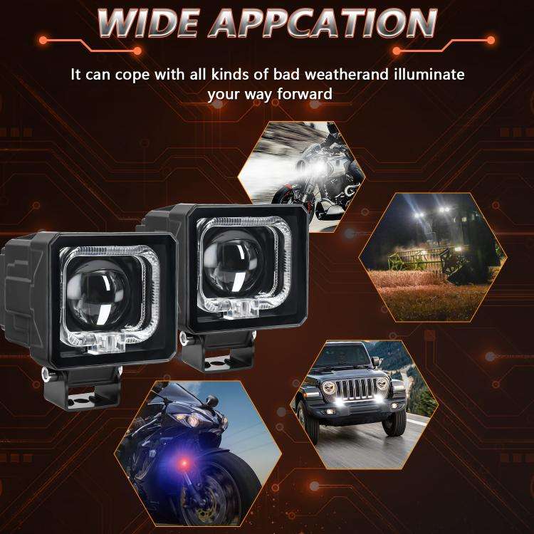 2pcs/Pack 35W 3600LM 6500K Car Square HD Large Lens Spotlight Work Light(Black)
