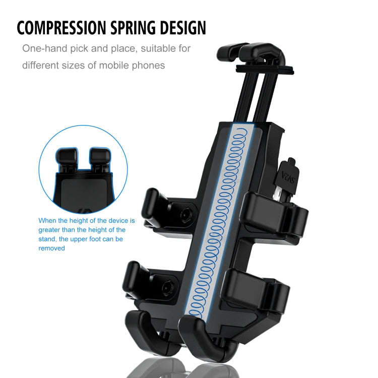 WUPP CS-1098A1 Motorcycle Aluminum Alloy Eight-jaw Mobile Phone Charging Holder with Switch(Black)