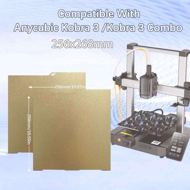 3D Printer Build Plate Spring Steel Sheet For ANYCUBIC 268x256mm, Style:Gold / PEI Coating