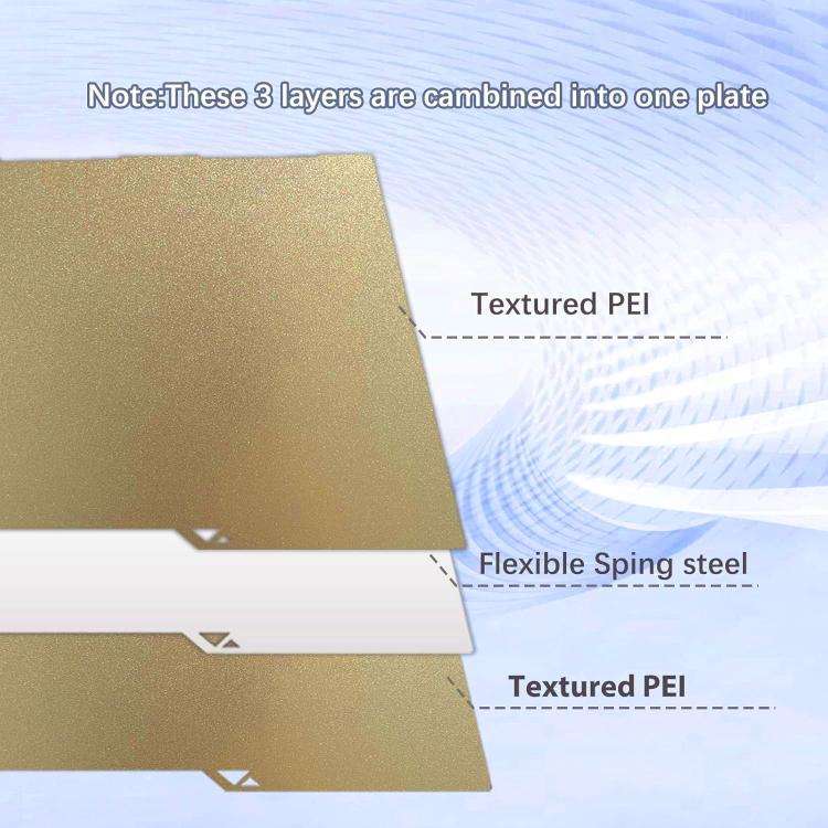 3D Printer Build Plate Spring Steel Sheet For ANYCUBIC 268x256mm, Style:Gold / PEI Coating