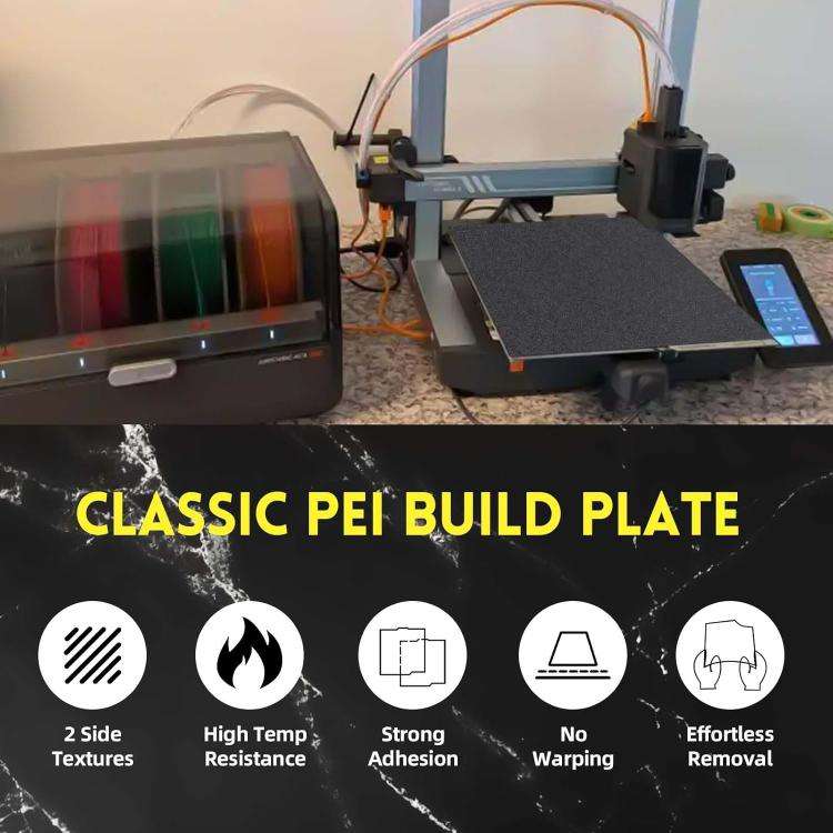 3D Printer Build Plate Spring Steel Sheet For ANYCUBIC 268x256mm, Style:Black / PEI Coating
