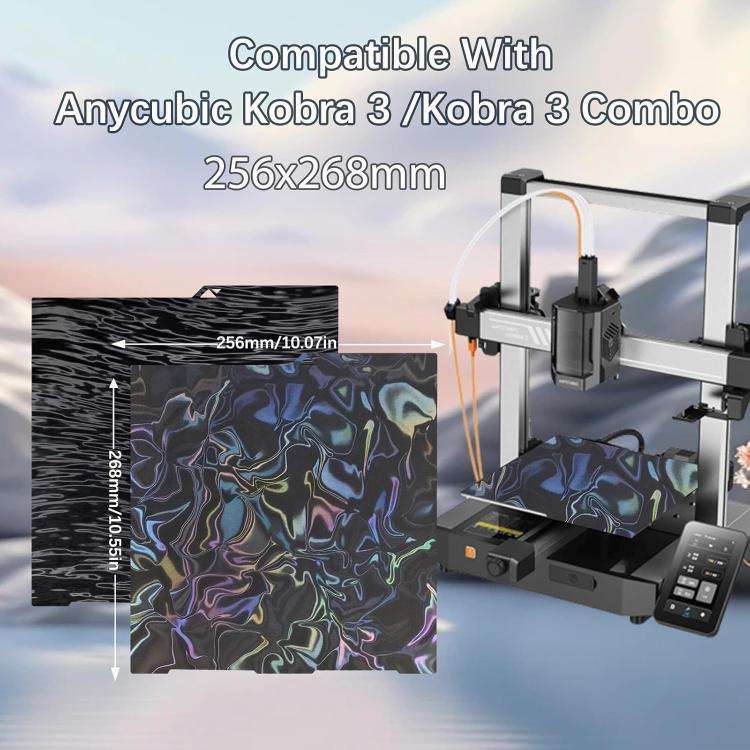 3D Printer Build Plate Spring Steel Sheet For ANYCUBIC 268x256mm, Style:Satin + Water Ripple PRN ...