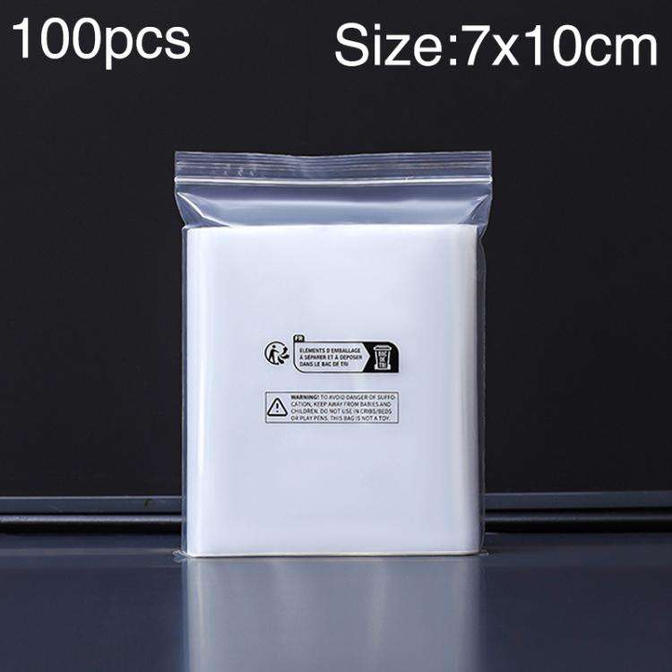 100pcs Double Layer Environmental Label Warning Printed Ziplock Bag, Size:7 x 10cm 10 Wire