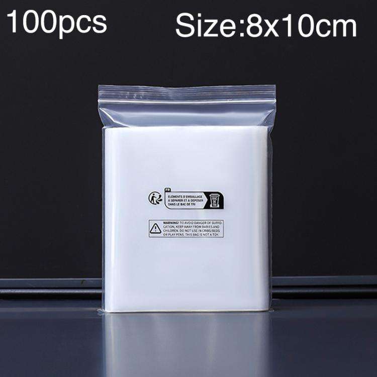 100pcs Double Layer Environmental Label Warning Printed Ziplock Bag, Size:8 x 10cm 12 Wire
