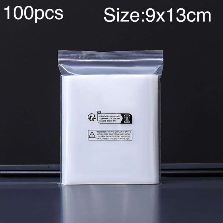 100pcs Double Layer Environmental Label Warning Printed Ziplock Bag, Size:9 x 13cm 12 Wire