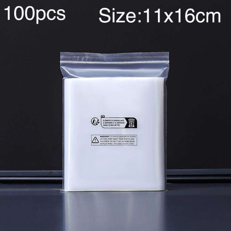 100pcs Double Layer Environmental Label Warning Printed Ziplock Bag, Size:11 x 16cm 12 Wire