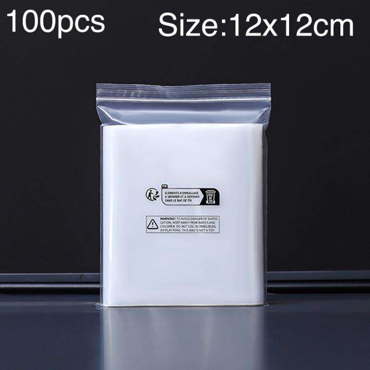 100pcs Double Layer Environmental Label Warning Printed Ziplock Bag, Size:12 x 12cm 12 wire