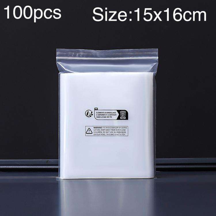 100pcs Double Layer Environmental Label Warning Printed Ziplock Bag, Size:15 x 16cm 8 Wire