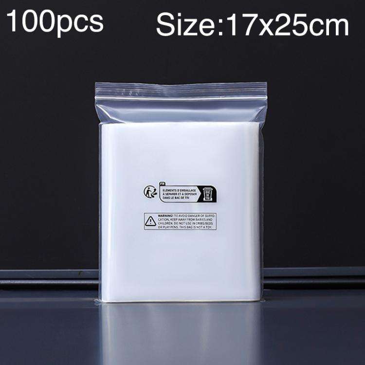 100pcs Double Layer Environmental Label Warning Printed Ziplock Bag, Size:17 x 25cm 12 Wire