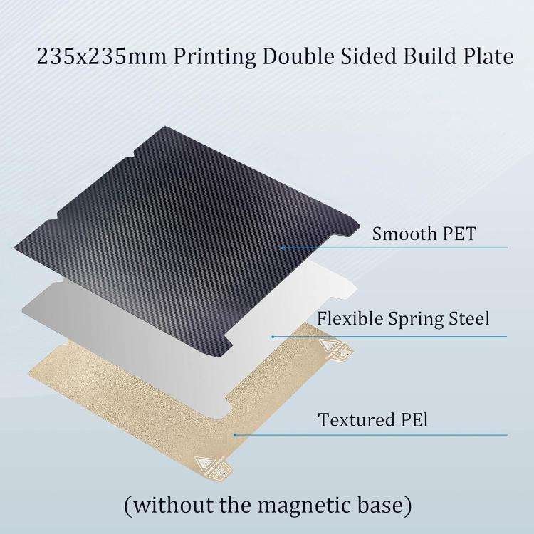 3D Printer Build Plate Spring Steel Sheet For Creality 235x235mm, Style:PEI Coating + PET Film