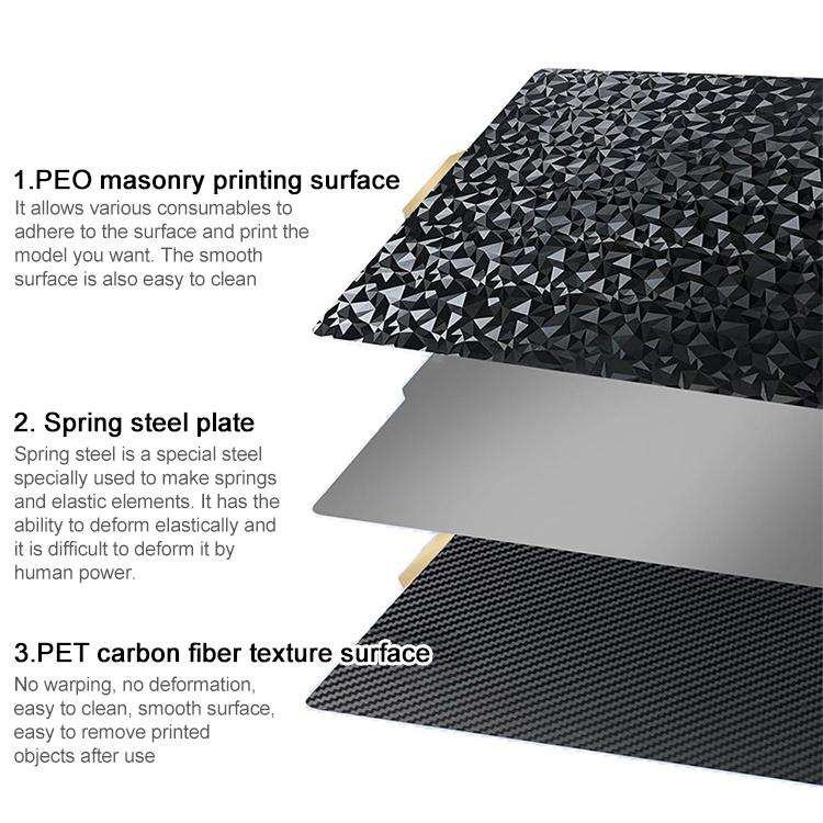 PET Carbon Fiber PEO Diamond Film Double-Sided 3D Printer Build Plate, Size:235x235mm