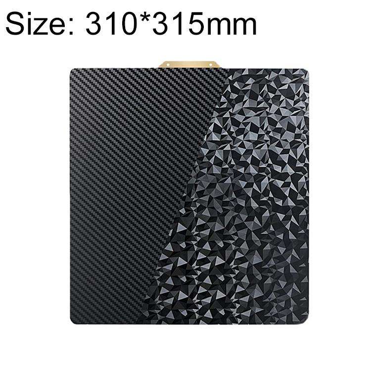 PET Carbon Fiber PEO Diamond Film Double-Sided 3D Printer Build Plate, Size:310x315mm