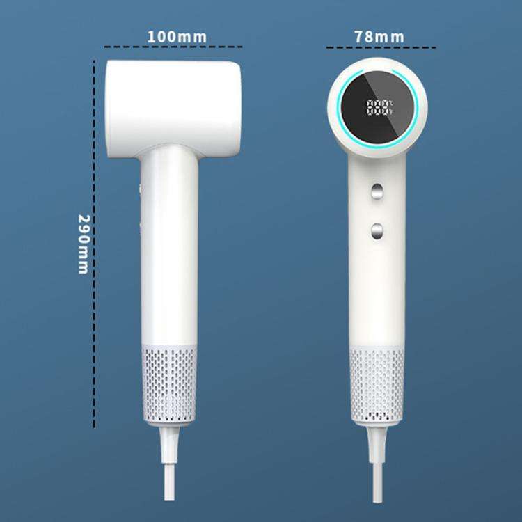 WG-F02 LED Digital Display High Speed Negative Ion Hair Dryer, US Plug(White)