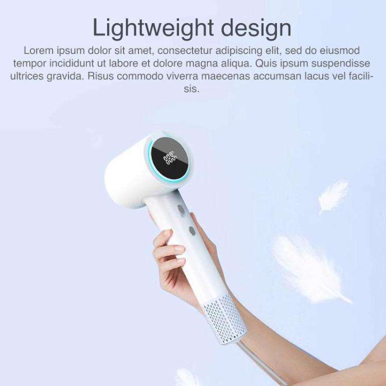 WG-F02 LED Digital Display High Speed Negative Ion Hair Dryer, US Plug(White)