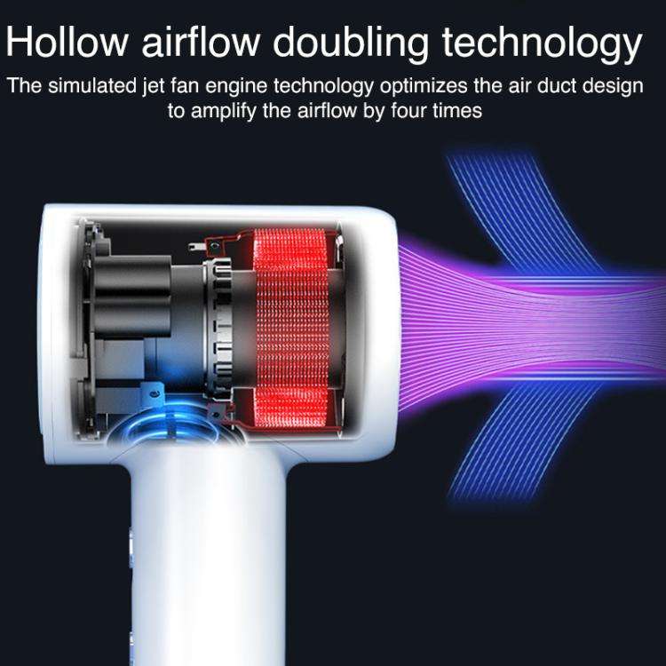 WG-F02 LED Digital Display High Speed Negative Ion Hair Dryer, US Plug(White)