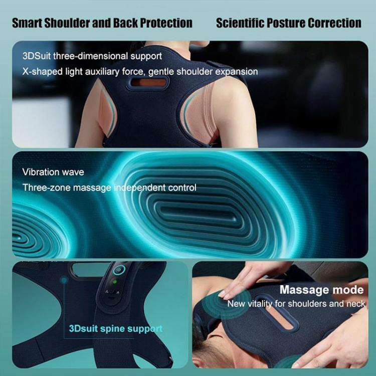 WG-HC-56001 Electric Shoulder Neck Massage Belt Back Correction Belt(Navy Blue)