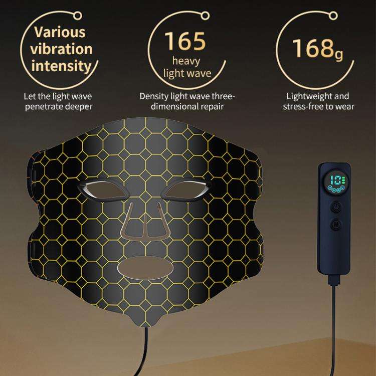 WG-B-M03 Vibration Massage Photon Mask Photon Rejuvenation Facial Beauty Device, EU Plug(Black)