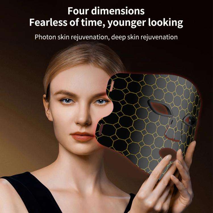 WG-B-M03 Vibration Massage Photon Mask Photon Rejuvenation Facial Beauty Device, US Plug(Black)