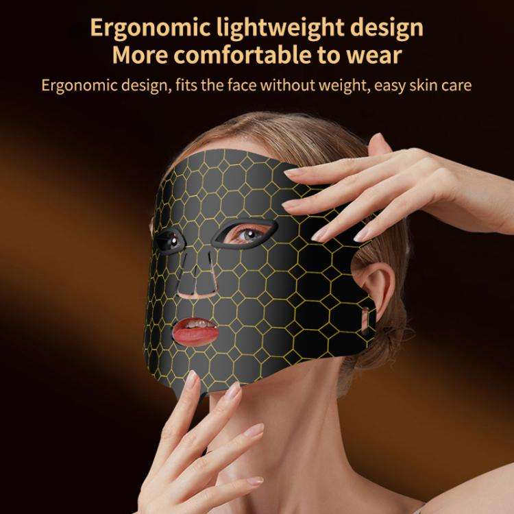 WG-B-M03 Vibration Massage Photon Mask Photon Rejuvenation Facial Beauty Device, EU Plug(Black)