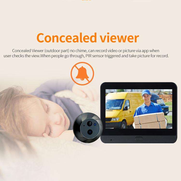 ESCAM C88 4.3 inch 1080P PIR Digital Door Viewer WiFi Video Doorbell Support Night Vision, Two-wa...